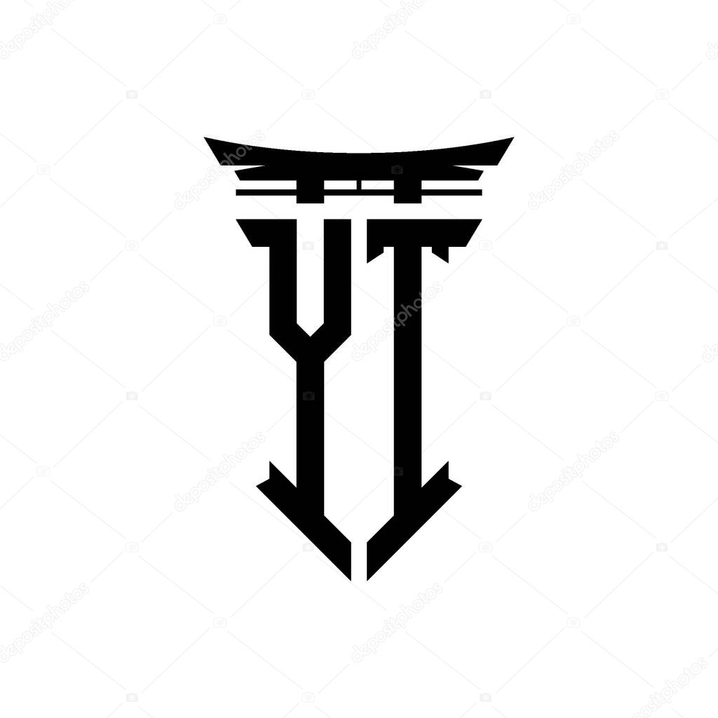 Logo initial monogram with geometric modern Torii Gate Japanese style design in isolated background, minimalist geometric japanese style logo.