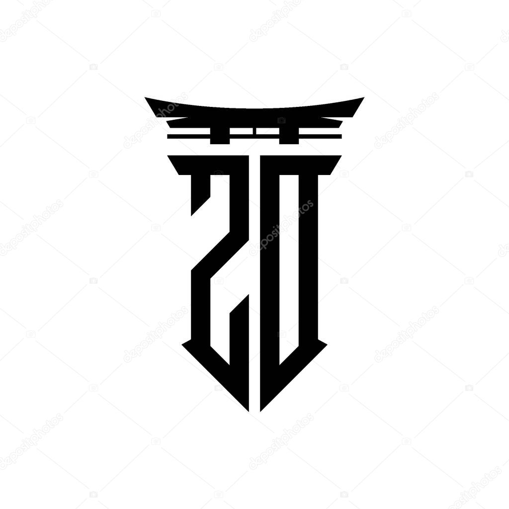 Logo initial monogram with geometric modern Torii Gate Japanese style design in isolated background, minimalist geometric japanese style logo.