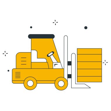 Forklift Kargo Taşıyıcı Vektör İllüstrasyon Simgesi Tasarımı