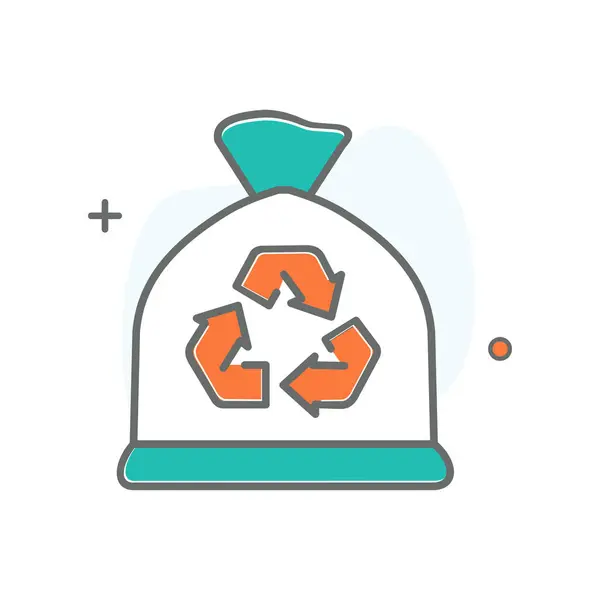 Εικονίδιο Ανακύκλωσης Αποβλήτων Παρουσιάζοντας Διαδικασία Επαναχρησιμοποίησης Και Μετατροπής Των Αποβλήτων — Διανυσματικό Αρχείο