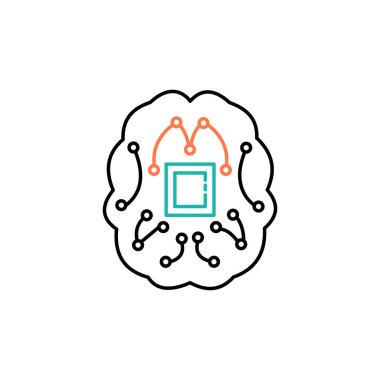 AI Sinirsel Ağ Vektör Simgesi Tasarımı