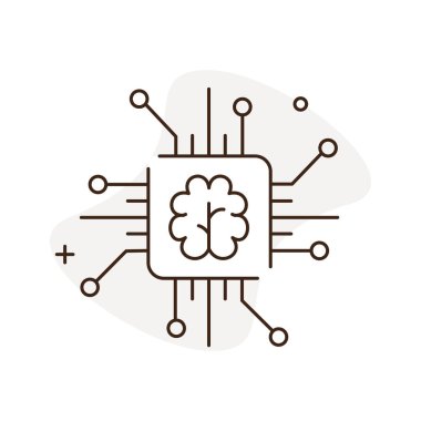 Yapay Zeka, Akıllı Sistemler Vektör İllüstrasyon Simgesi Tasarımı