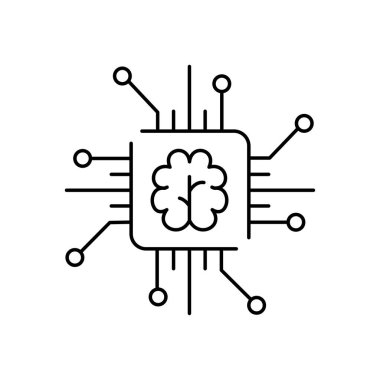 Yapay Zeka, Akıllı Sistemler Vektör İllüstrasyon Simgesi Tasarımı