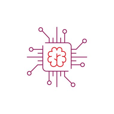 Yapay Zeka, Akıllı Sistemler Vektör İllüstrasyon Simgesi Tasarımı