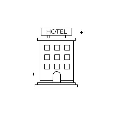 Misafirperverlik ve otel, konaklama, otel konaklama, otel rezervasyonu, otel odası, konaklama, otel hizmetleri vektör tasarımı ikonu tasarımı