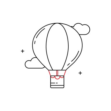 Sıcak Hava Balonu, Balon Gezisi, Hava Macerası, Sıcak Hava Balonu, Sahne Uçuşu, Balon Festivali, Gökyüzü Seyahat Vektörü Simgesi Tasarımı