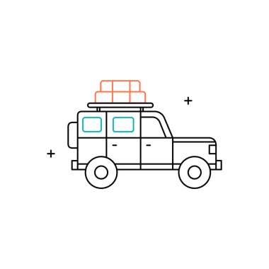 Yol Maceraları, Yolculuk Esasları, Araba Seyahati, Sahne Yöntemleri, Tatil Seyahati, Seyahat Vektörü İllüstrasyon Simgesi Tasarımı