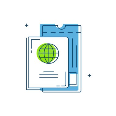 Pasaport, Seyahat Belgesi, Kimlik, Göçmenlik, Uluslararası Seyahat, Pasaport Damgası, Visa, Sınır Kontrol, Kimlik Doğrulama Vektörü Simgesi Tasarımı