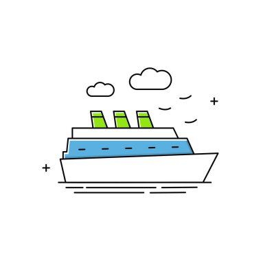 Seyahat Gemisi, Okyanus Yolculuğu, Lüks Seyahat, Deniz Seyahati, Seyahat Tatili, Lüks Seyahat Seyahat Vektörü Tasarım Simgesi