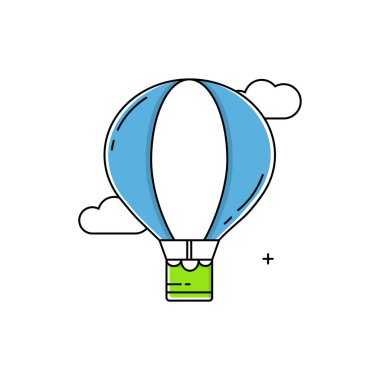 Sıcak Hava Balonu, Balon Gezisi, Hava Macerası, Sıcak Hava Balonu, Sahne Uçuşu, Balon Festivali, Gökyüzü Seyahat Vektörü Simgesi Tasarımı