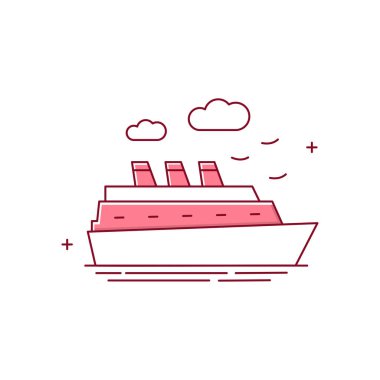 Seyahat Gemisi, Okyanus Yolculuğu, Lüks Seyahat, Deniz Seyahati, Seyahat Tatili, Lüks Seyahat Seyahat Vektörü Tasarım Simgesi