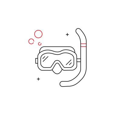 Şnorkelli Maske, Yüzen Veri Vektörü Simgesi Tasarımı