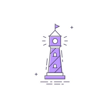 Deniz feneri Vektör İllüstrasyon Simgesi Tasarımı