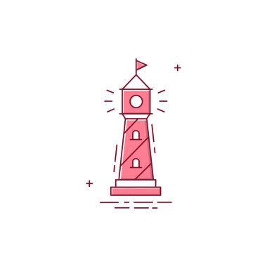 Deniz feneri Vektör İllüstrasyon Simgesi Tasarımı
