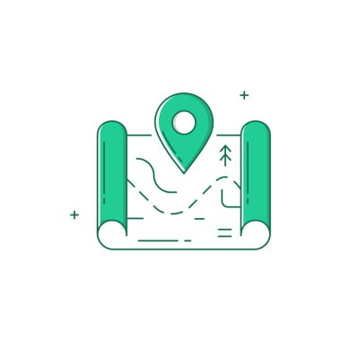 Harita, Konum, GPS Vektör Simgesi Tasarımı