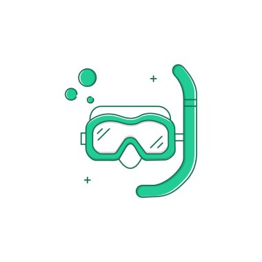 Şnorkelli Maske, Yüzen Veri Vektörü Simgesi Tasarımı