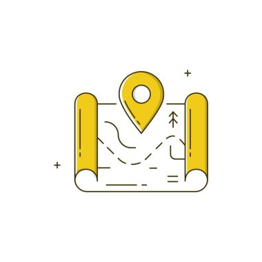 Harita, Konum, GPS Vektör Simgesi Tasarımı
