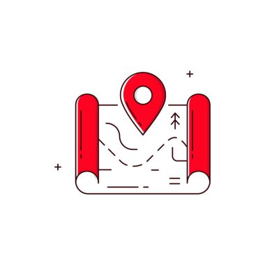 Harita, Konum, GPS Vektör Simgesi Tasarımı