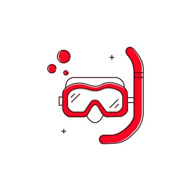 Şnorkelli Maske, Yüzen Veri Vektörü Simgesi Tasarımı