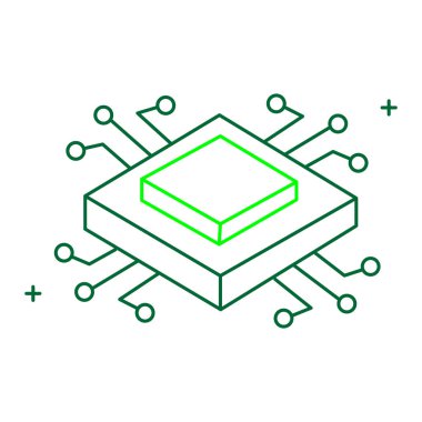 Merkezi İşlem Birimi ve Çip Vektör Simgesi Tasarımı, İşlemci, Bilgisayar Çipi, İşlemci, Donanım, Bilgisayar Teknolojisi, Mikroçip