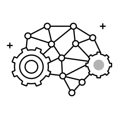 Sinirsel Ağ ve Yapay Zeka Vektörü Simge Tanımı, makine öğrenimi, derin öğrenme, yapay zeka teknolojisi, akıllı sistemler, veri işleme