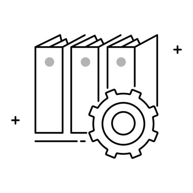 Otomatik Ofis Sistemleri Vektör Simgesi Tasarım ofis otomasyonu, dijital iş akışları, ofis araçları, iş teknolojisi, akıllı ofis