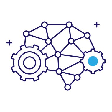 AI Algoritmaları ve Otomasyon Vektörü Simgesi Tasarımı, sinirsel ağlar, veri bilimi, akıllı teknoloji, yapay zeka simgeleri, akıllı sistemler