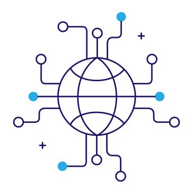 Küresel İletişim ve Teknoloji Vektörü Simge Tasarımı, teknoloji, dünya çapında teknoloji, uluslararası ağ, küresel sistemler