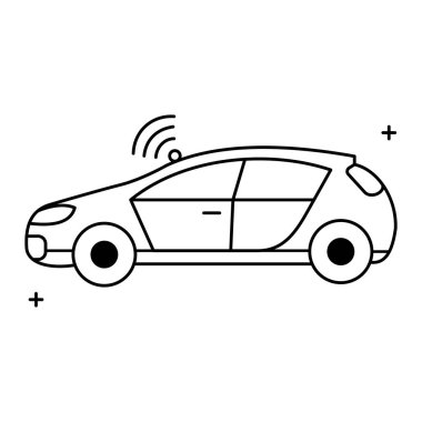 Smart Mobility and Autonomous Car Vector Simge Tasarımı, Sürücüsüz araçlar, yapay zeka ulaşımı, akıllı arabalar, otomatik sürüş teknolojisi