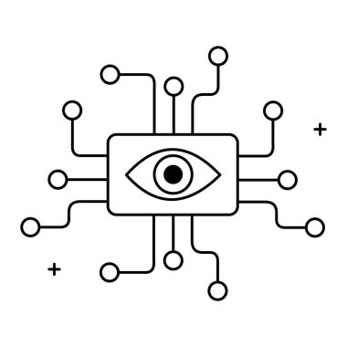 Yapay Zeka ve Bilgisayar Görme Vektörü Simge Tasarımı, makine eğitimi, görüntü tanıma, sinirsel ağlar, görsel işleme