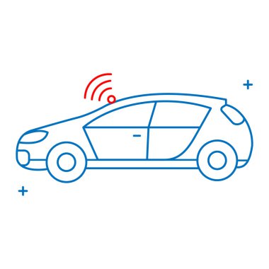 Al-Power Sürücüsüz Araçlar Vektör Simgesi Tasarımı, hareketlilik çözümleri, akıllı sürüş, otomatik arabalar, gelecekteki ulaşım
