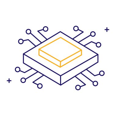 Donanım ve İşlemci Performans Vektör Simgesi Tasarımı, İşlemci, Merkezi İşlem Birimi, Hesaplama Gücü, Dijital İşlem