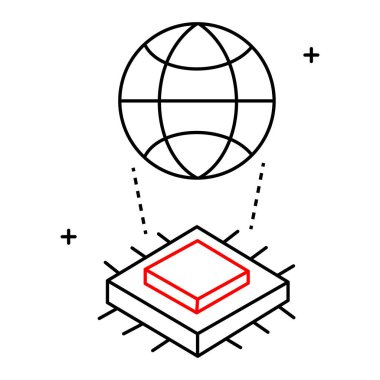 Küresel Altyapı ve Teknoloji Vektör Simgesi Tasarımı, teknoloji, dünya çapında teknoloji, yenilik, dijital dönüşüm