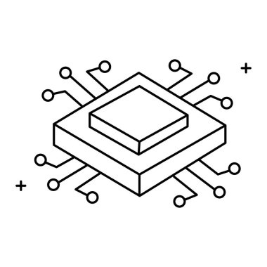 Düzenlenebilir Vuruşlu İşlemci Simgesi Tasarımı, Merkezi İşlemci, İşlemci, Bilgisayar Çipi, Donanım, Mikroçip, Dijital İşlem