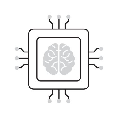 Deep Learning and Neural Brain Vector Icon Design, AI systems, smart technology, AI brain, data analysis, AI technology clipart