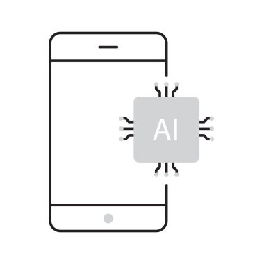 Mobil Teknoloji Vektör ICon Tasarımı Yapay Zeka, akıllı aygıtlar, mobil asistan, akıllı sistemler