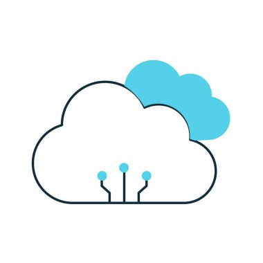 Yapay Çip Geliştirilmiş Bulut Bilgisayar Simgesi Tasarımı, makine eğitimi, veri işleme, yapay zeka bulutu, nöral ağlar