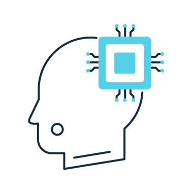 AI İnsan Bilişsel Bütünleşme Baş Vektör Simgesi Tasarımı, İnsan-yapay zeka etkileşimi, Dijital işbirliği