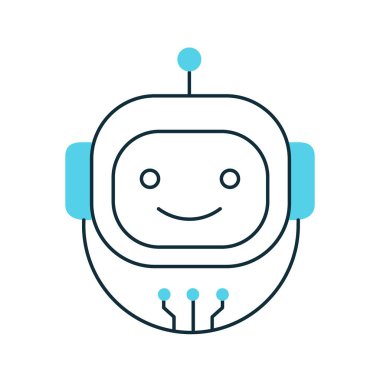 Endüstriyel Otomasyon Vektörü Simge Tasarımı için yapay zeka robotu Avatar, robot sistemler, dijital asistan, yapay zeka otomasyonu