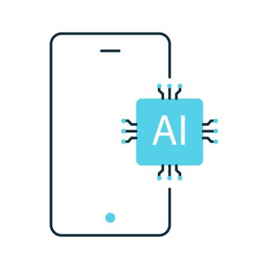 Smart Mobile Aygıtlarındaki yapay zeka Vektör Simgesi Tasarımı, mobil asistan, mobil uygulamalar, gelecek teknolojisi, akıllı aygıtlar