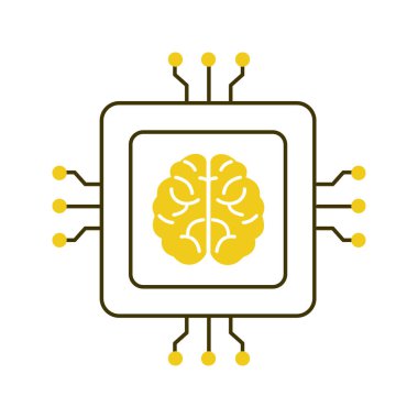 AI Bilişsel Sinirsel Ağ Vektör Simgesi Tasarımı, derin öğrenme, makine öğrenme, sinirsel işleme, nöral ağlar, yapay zeka teknolojisi