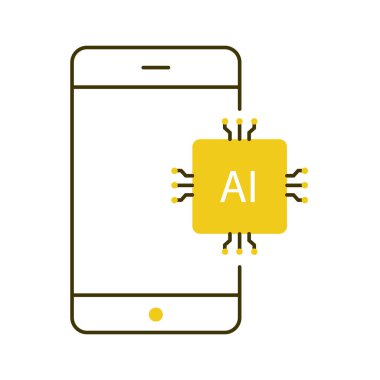 Smartphone Innovation with Al Entegration Vector ICon Design, gelecekteki teknoloji, mobil uygulamalar, mobil asistan, 