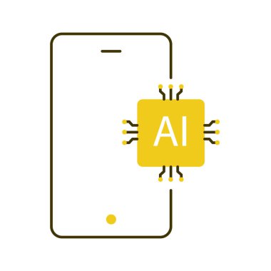 Akıllı Aygıtlar için AI Mobil Teknoloji Vektör Tasarımı, mobil uygulamalar, dijital iletişim, mobil aygıtlar