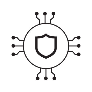 Akıllı Güvenlik Vektör Simgesi Tasarımı için yapay zeka kalkanı, dijital kalkan, siber savunma, yapay zeka koruması, yapay zeka güçlü kalkan.