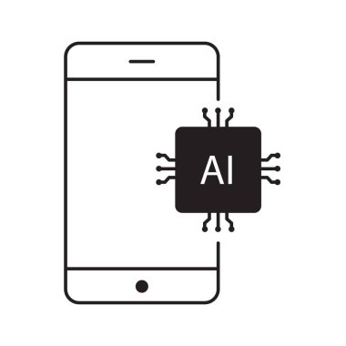 Mobil Telefonlar 'da yapay zeka teknolojisi vektör tasarımı, akıllı telefon, cep telefonu asistanı, geleceğin teknolojisi.