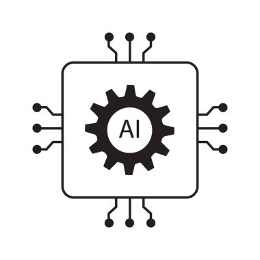 Otomatik İşlem Vektörü Simgesi Tasarımı, dişli sistemi, yapay zeka teknolojisi, akıllı otomasyon