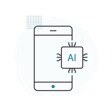 Yapay zeka ve Akıllı Cep Telefonu Sistemleri Vektörü ICon Tasarımı