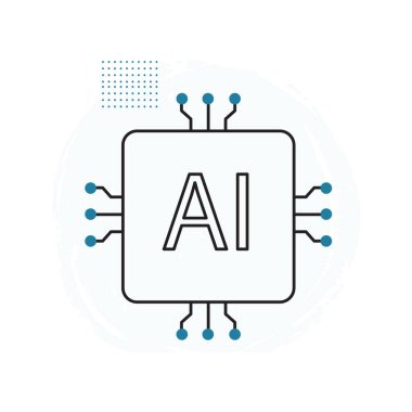 Teknoloji Vektörü Simgesi Tasarımı için yapay zeka işlemci çipi, entegre devre, gelişmiş teknoloji, donanım