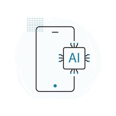 Al-Driven Cep Telefonu Teknolojisi Vektör Simgesi Tasarımı, akıllı telefon, akıllı aygıtlar, mobil yenilik, 