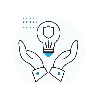 Yapay Zeka 'nın Elleri Yaratıcı Yenilik Vektör Simgesi Tasarımı, Yapay Zeka yeniliği, fikir güvenliği, güvenli teknoloji